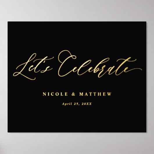 Impressions Dorure Foil, célébrons l'élégant panneau Mariage noir (Recto)