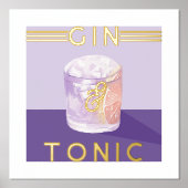 Impressions Dorure Gin & Tonic Retro Purple Cocktail Aquarelle Art (Recto)