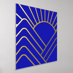 Impressions Dorure Gold Foil Blue Art Déco Paysage Abstrait