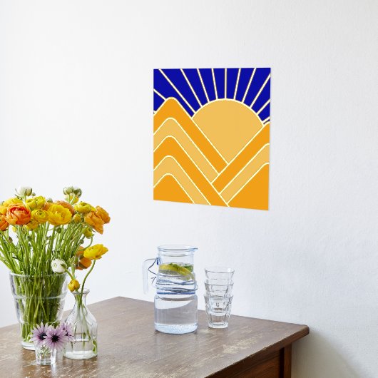 Impressions Dorure Gold Foil Paysage Abstrait Blue Yellow Mountains (Couchage (Cuisine))