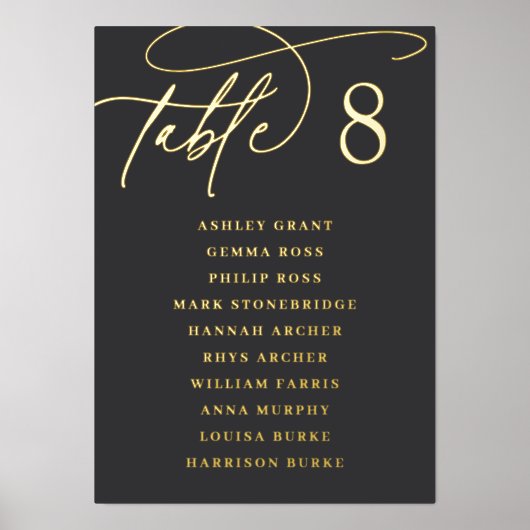 Impressions Dorure Gold Foil Script Framable Nom d'invité Numéro de t (Recto)