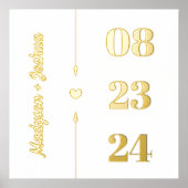 Impressions Dorure Gold Heart Flèches Noms Anniversaire Date (Recto)