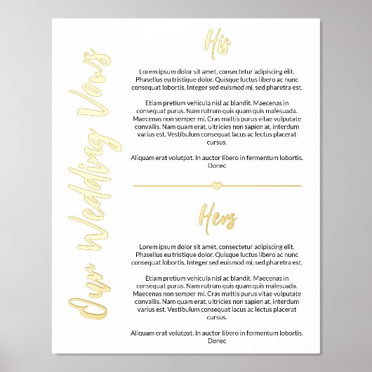 Impressions Dorure Gold Heart & Script Mariage Vows Keepsaké (Recto)