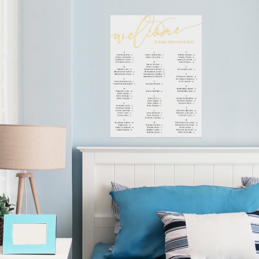 Impressions Dorure Gold Script Welcome Seize Chart N'importe quel évé (In situ (chambre))