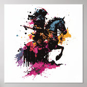 Impressions Dorure Guerrier équitation cheval en aquarelle (Recto)