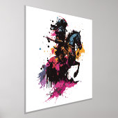 Impressions Dorure Guerrier équitation cheval en aquarelle (Poser)