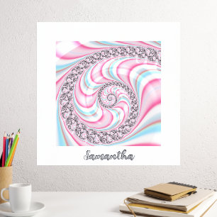 Impressions Dorure Joli Fractal Personnalisé Rose Bleu Abstrait