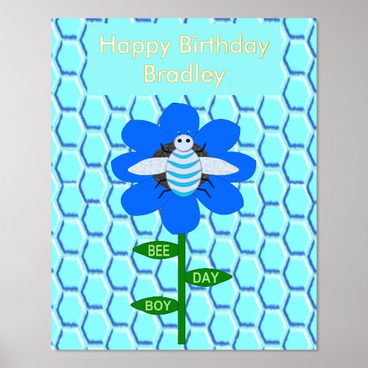 Impressions Dorure Joyeux Bee Day Boy Blue Birthday Bumblebee Custom (Recto)