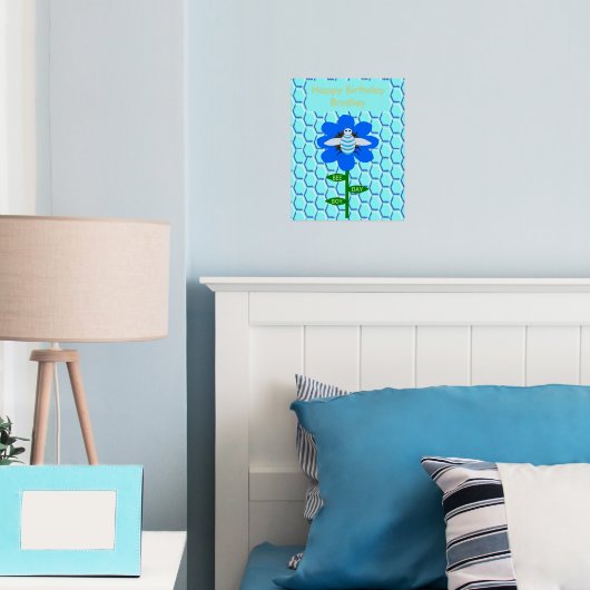 Impressions Dorure Joyeux Bee Day Boy Blue Birthday Bumblebee Custom (In situ (chambre))