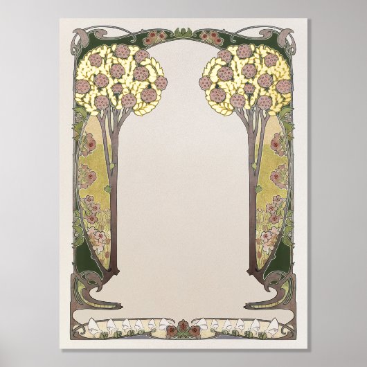 Impressions Dorure Ketubah Arbre de vie écriture manuscrite Art Nouve (Recto)