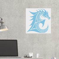 LETTRE STYLE dragon E, Alphabet dragon, Monogramme