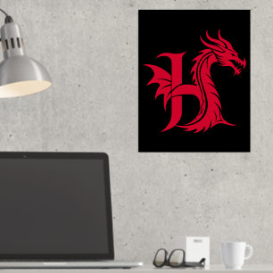 Impressions Dorure LETTRE STYLE Dragon H, Alphabet Dragon, Monogramme