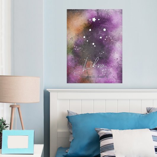 Impressions Dorure Libra Constellation Zodiac Signal Violet Galaxie (In situ (chambre))