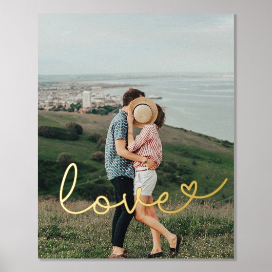 Impressions Dorure Love mignon script lunaire couple photo or (Recto)