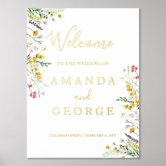 Impressions Dorure Luxe fleur sauvage Panneau de bienvenue pour maria (Recto)