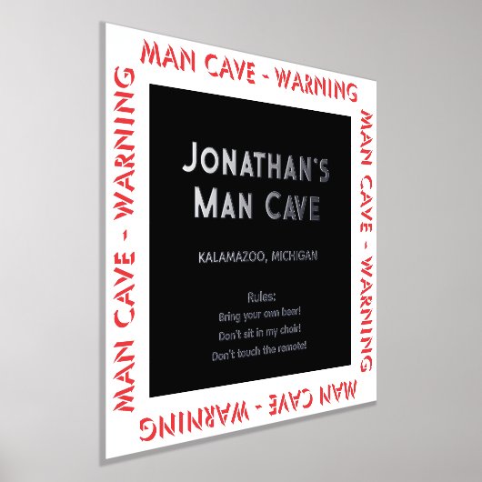 Impressions Dorure Man Cave Sign Warning w Rules Foil Text (Poser)