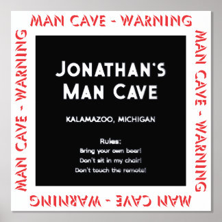 Impressions Dorure Man Cave Sign Warning w Rules Foil Text