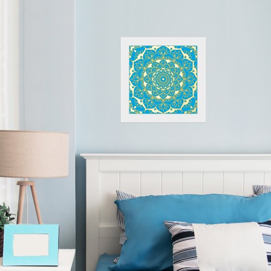 Impressions Dorure Mandala d'or en bleu (In situ (chambre))