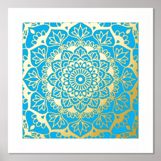 Impressions Dorure Mandala d'or en bleu (Recto)