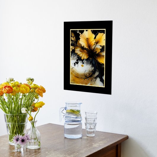 Impressions Dorure marbre de fleurs d'or noir (Couchage (Cuisine))