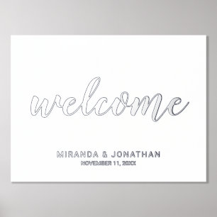Impressions Dorure Mariage de script moderne Bienvenue Argent