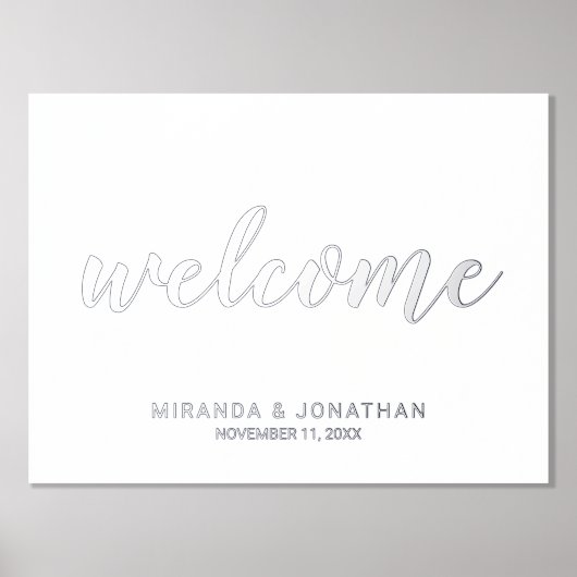Impressions Dorure Mariage de script moderne Bienvenue Argent (Recto)