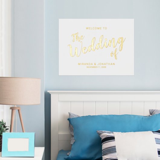 Impressions Dorure Mariage de script moderne Welcome Gold (In situ (chambre))