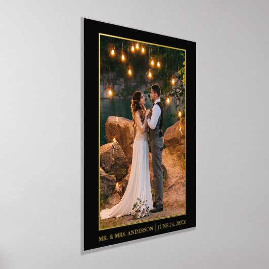 Impressions Dorure Mariage moderne Elegant Couple Photo Noir et Or (Poser)