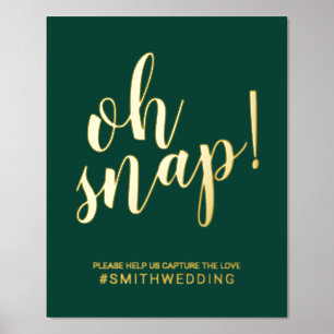 Impressions Dorure Mariage Moderne Script Oh Snap Émeraude et Or