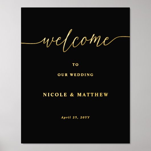 Impressions Dorure Mariage noir et réel Foil Welcome Signal vertical (Recto)