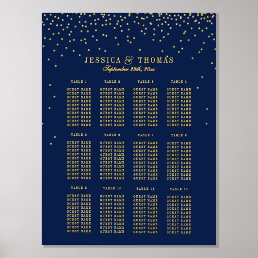 Impressions Dorure Marine Blue & Glam Gold Confetti Mariage Siège (Recto)