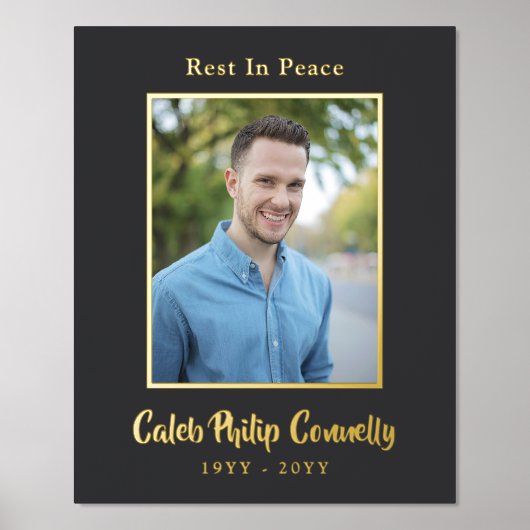 Impressions Dorure Matte Black Gold Reest en paix Photo Memorial (Recto)