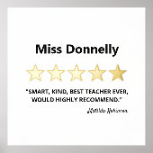 Impressions Dorure Meilleur professeur 5 étoiles critique (Recto)