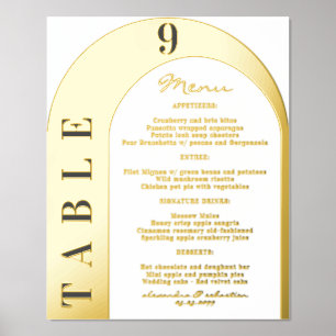 Impressions Dorure Menu Mariage de luxe et numéro de table Gold Silve