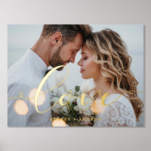 Impressions Dorure Miniature Élégante Script superposer photo Mariage (Recto)