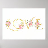 Impressions Dorure Moderne "Love" et bouquets rose rose blanc (Recto)