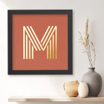Impressions Dorure Monogramme initial terre cuite n'importe quelle co<br><div class="desc">Poster avec votre premier monogramme dans une police d'affichage amusante et rétro sur une terre cuite ou un arrière - plan couleur personnalisé.</div>