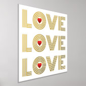 Impressions Dorure Mot moderne "AMOUR" de trois mots et coeurs rouges (Poser)