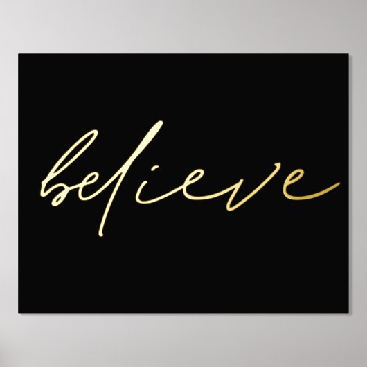 Impressions Dorure Motivational Believe Script Black Real Foil Prints (Recto)