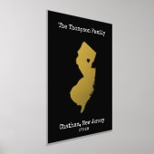 Impressions Dorure New Jersey Map Nom de famille personnalisé (Poser)