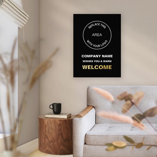 Impressions Dorure Nom de l'entreprise Logo Bienvenue Black Luury Rea