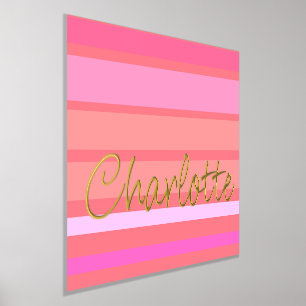 Impressions Dorure Nom personnalisé rose rayures or