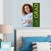 Impressions Dorure Nom photo moderne Classe de 2025 Graduation Green (In situ (chambre))