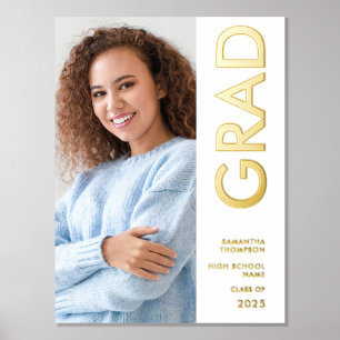 Impressions Dorure Nom photo moderne Classe de 2025 Graduation Real