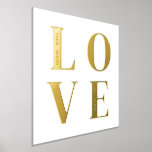 Impressions Dorure Noms d'amour et anniversaire du Mariage<br><div class="desc">Typographie romantique imprimé feuille d'or avec LOVE en lettres d'or et vos noms et date mariage.</div>