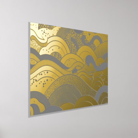 Impressions Dorure Ocean Waves Gold Foil avec un Arrière - plan gris (Poser)