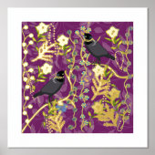 Impressions Dorure Oiseau tropical moderne Art floral Abstrait (Recto)