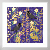 Impressions Dorure Oiseau tropical moderne Art floral Abstrait (Recto)
