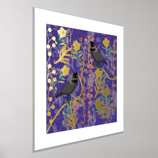 Impressions Dorure Oiseau tropical moderne Art floral Abstrait (Poser)