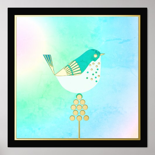 Impressions Dorure Oiseau Turquoise et Or (Recto)
